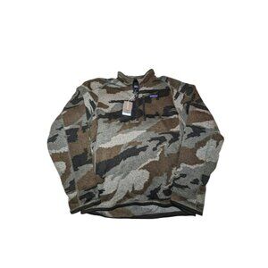 Patagonia Mens Small Better Sweater Quarter Zip Kansas Sky Camo Tan New With Tag